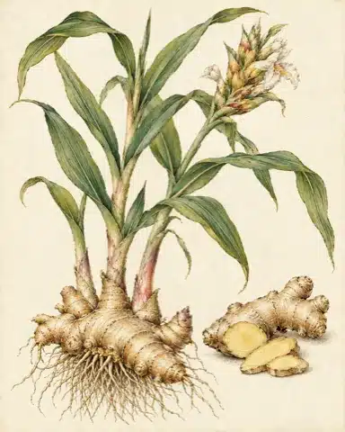 Imbir — rycina botaniczna