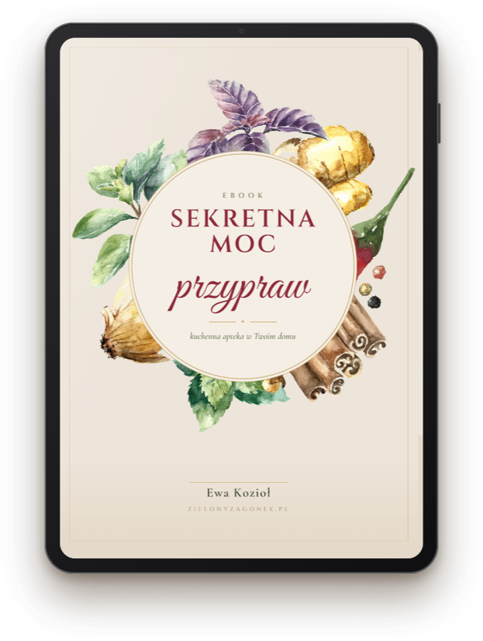 Okładka e-booka „Sekretna moc przypraw” na ekranie tabletu