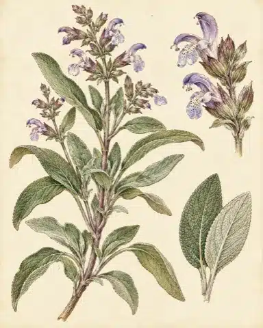 Szałwia — rycina botaniczna